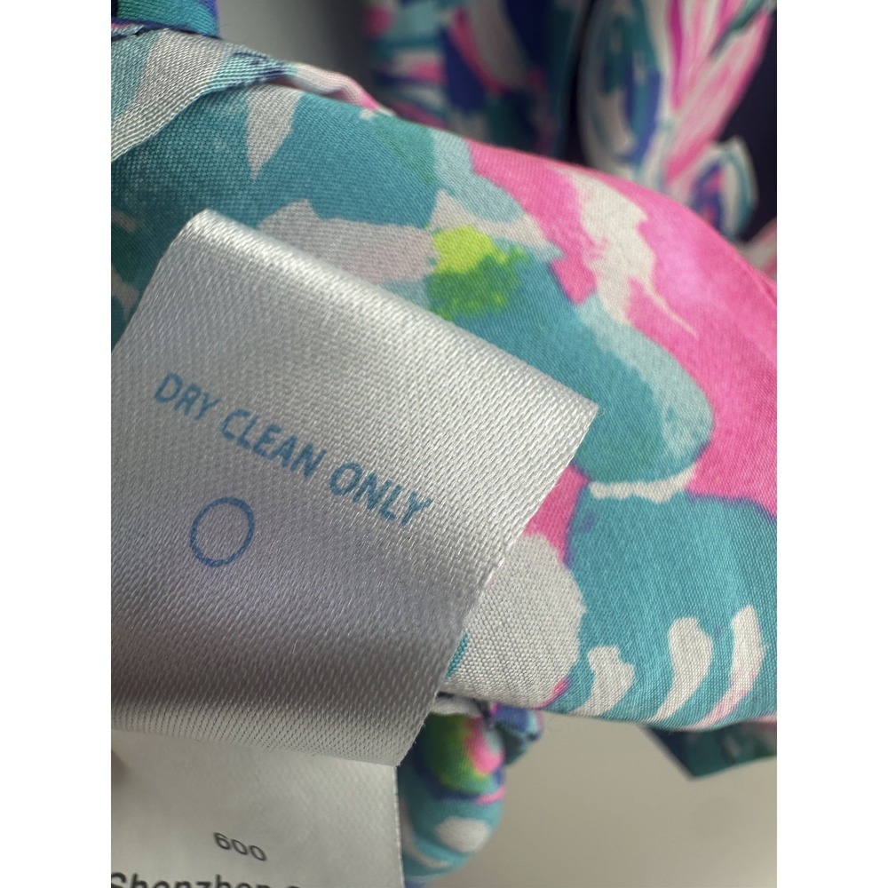 Lilly Pulitzer Elsa Silk Blouse Floral Pink Blue Top Womens Small Coastal Resort - Picture 7 of 14
